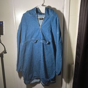 Denim oversized hooded shirt